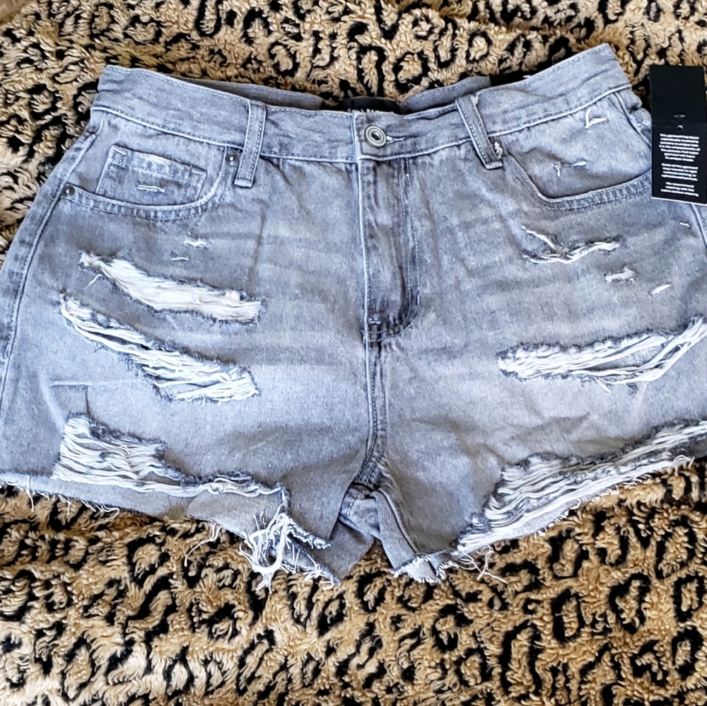 Fashion Nova Gray Distressed Shorts